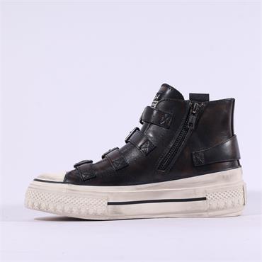ASH Rainbow Buckle Strap Hi Top Trainer - Rider Black